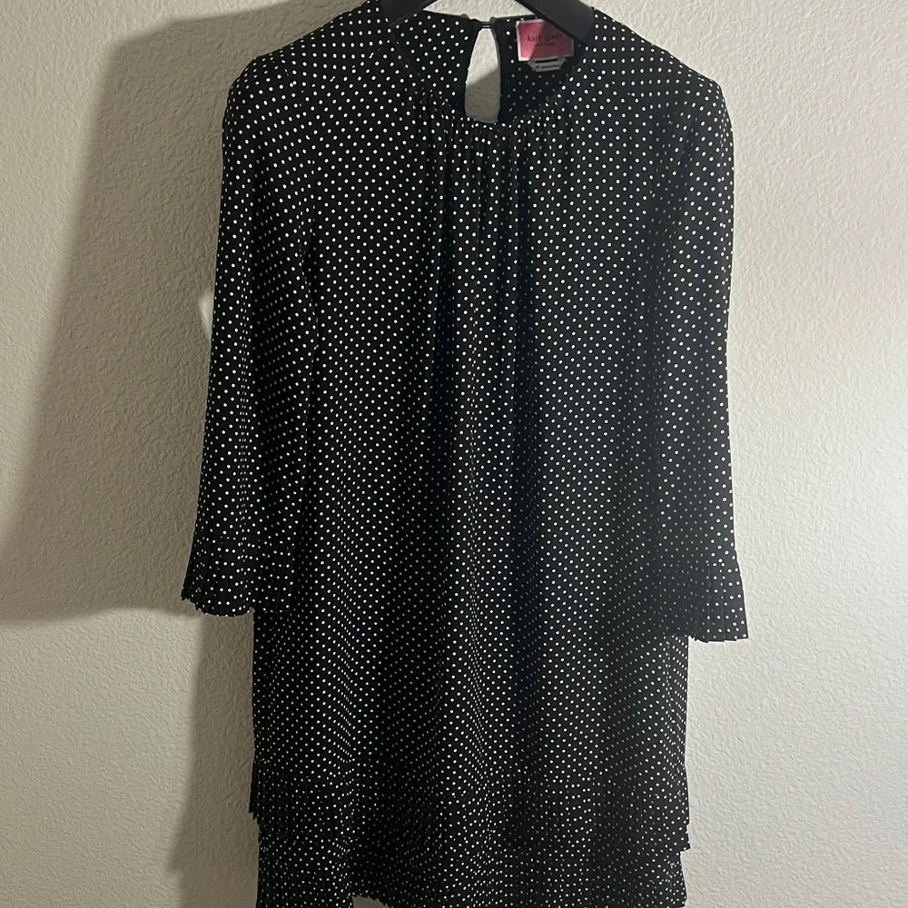 Kate spade New York Black & White PolkaDot midi dress dainty flowy Sz 10